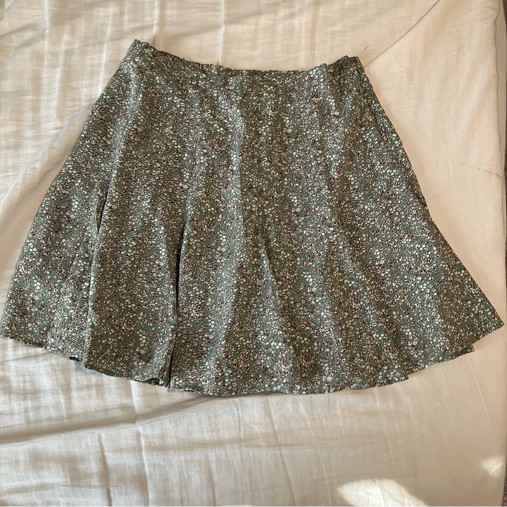 Wishlist skirt floral green white purple trumpet style a-line